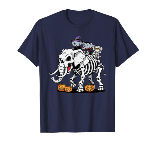 Elephant Skeleton Mummy Witch Halloween Kids Mens Womens T-Shirt