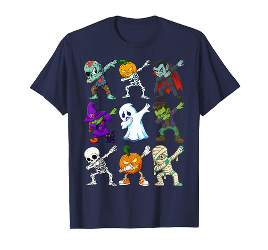 Dabbing Halloween Boys Skeleton Zombie Scary Pumpkin Mummy T-Shirt