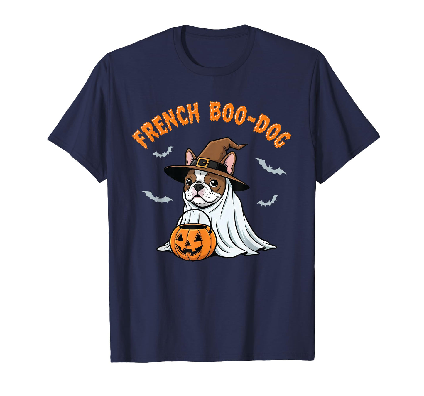 French Boo-Dog Halloween Cute Ghost French Bulldog Pumpkin T-Shirt