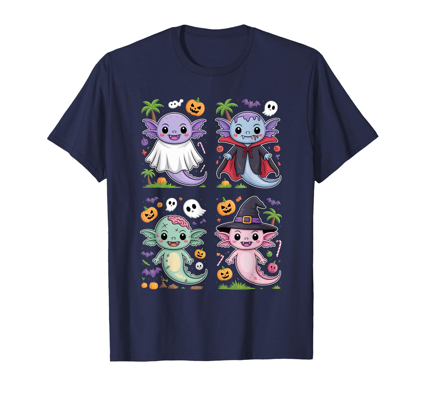 Spooky Axolotl Squad Cute Halloween Costume Party tee T-Shirt