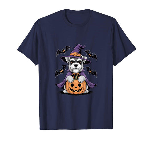 Adorable Witch Dog with Pumpkin for Pet Lovers Halloween T-Shirt