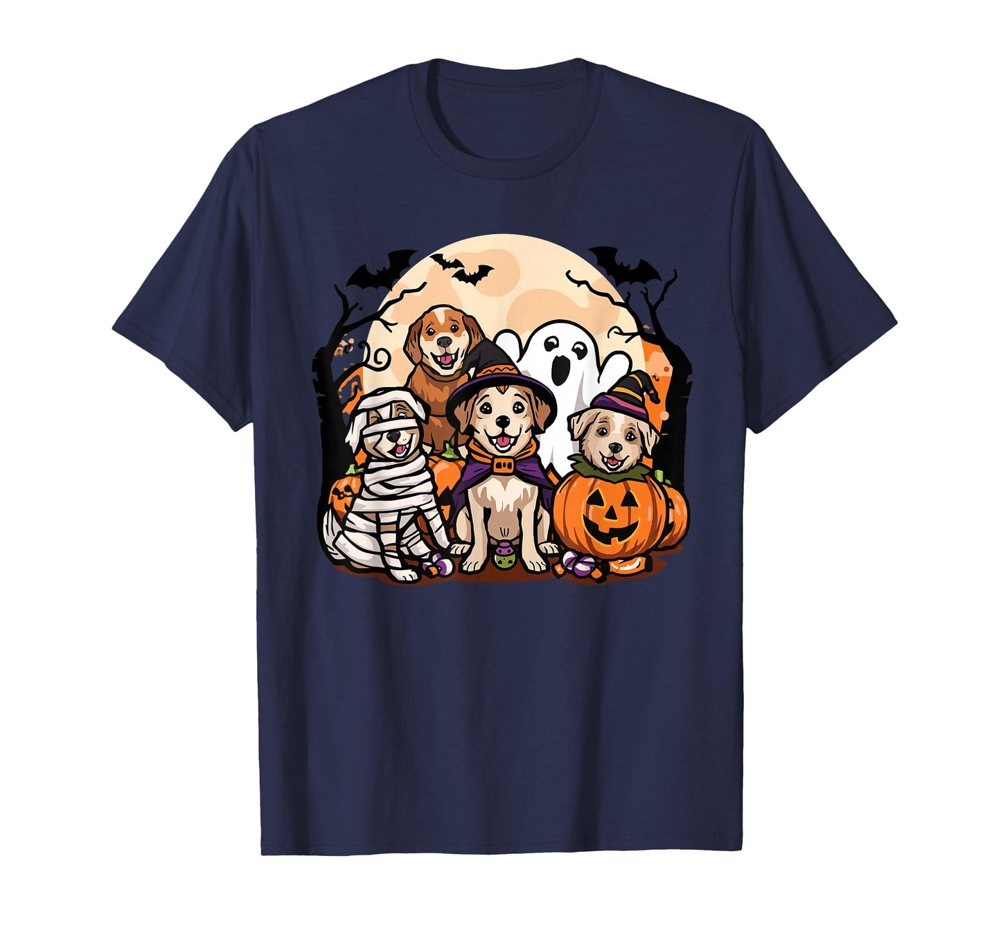 Cute Mummy Witch Ghost Halloween Dog Costume Men Women Kids T-Shirt