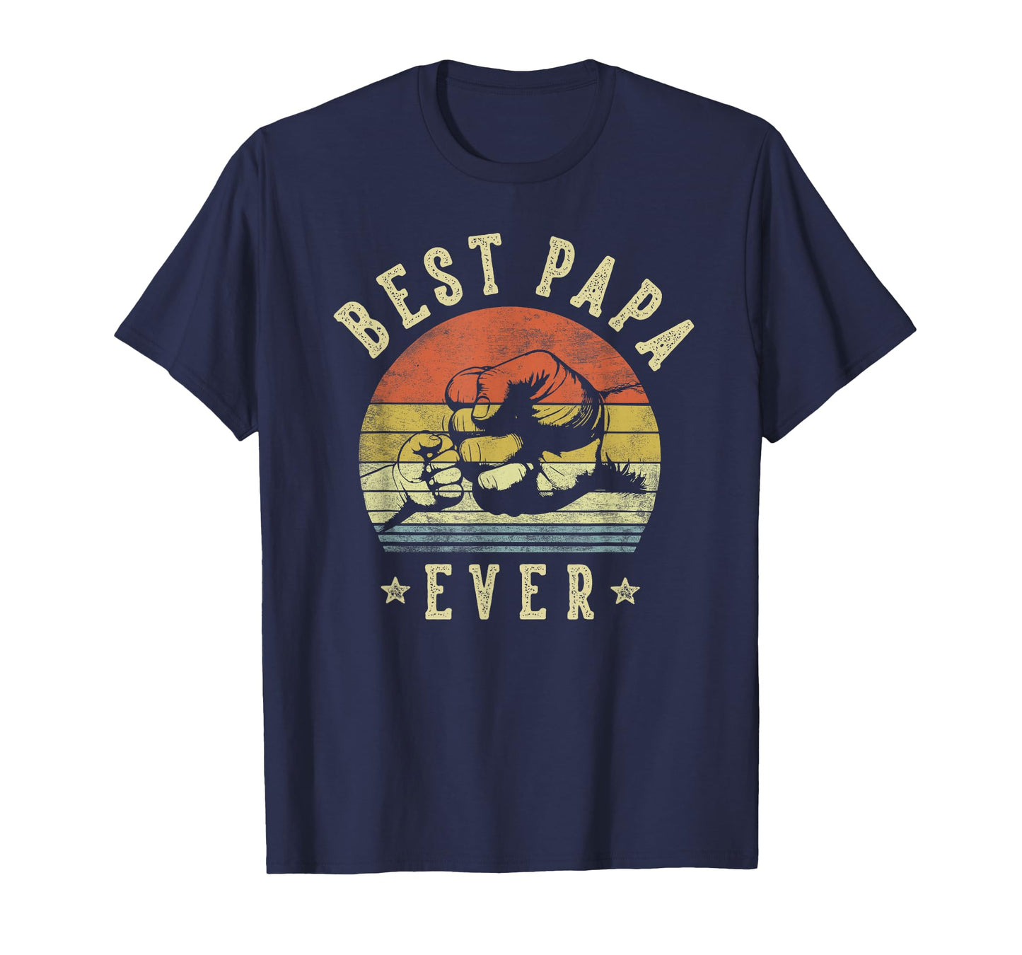 Best Papa Ever - Retro Fist Bump Vintage Design Papa T-Shirt