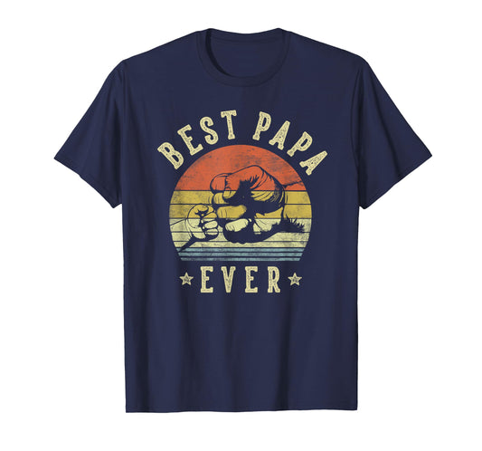 Best Papa Ever - Retro Fist Bump Vintage Design Papa T-Shirt