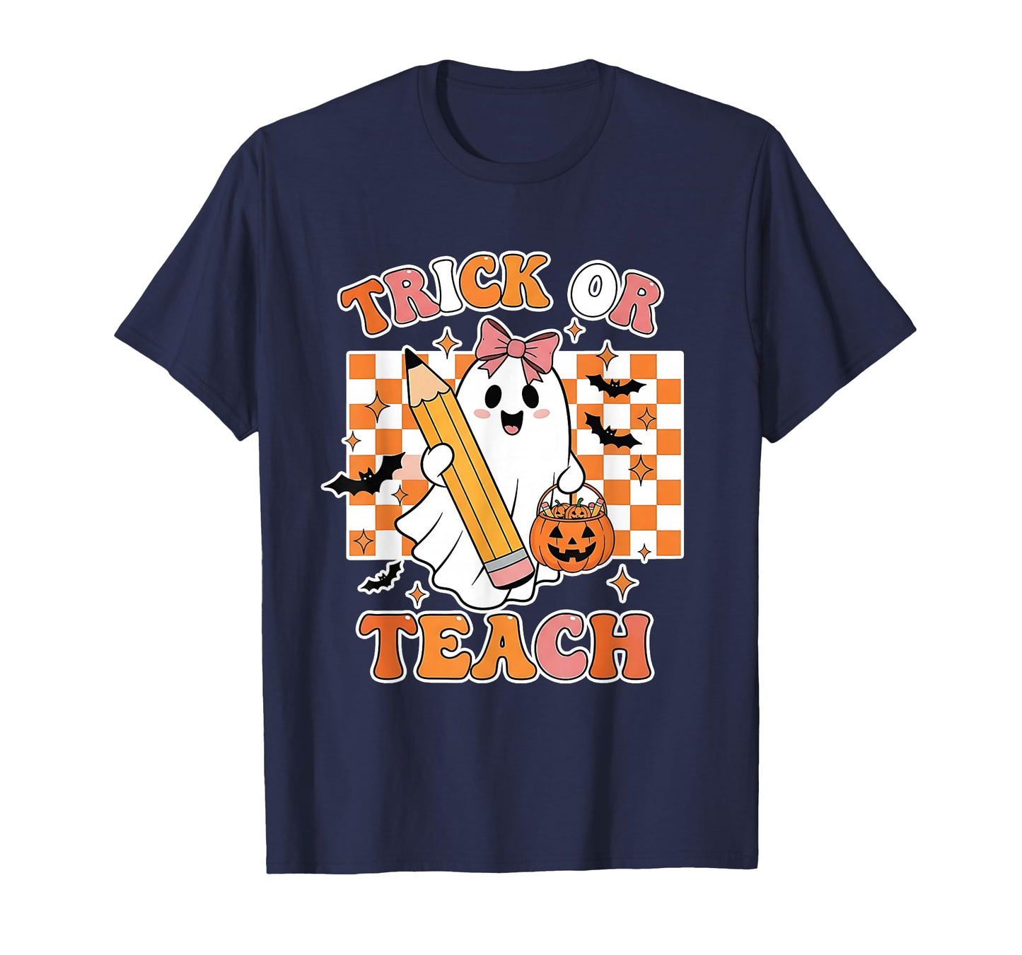Vintage Teacher Shirt Women Funny Trick Or Teach Halloween T-Shirt
