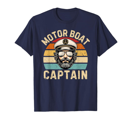 Funny Retro Motor Boat Captain T-Shirt