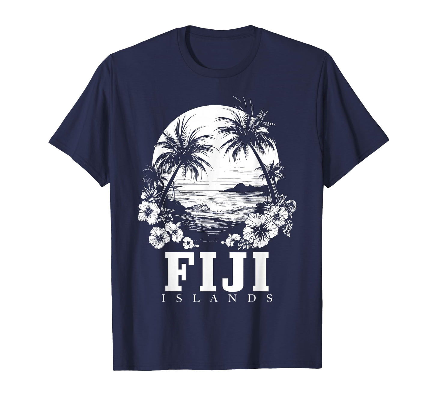 Fiji Islands Hibiscus Flowers Beach Surfer Souvenir T-Shirt
