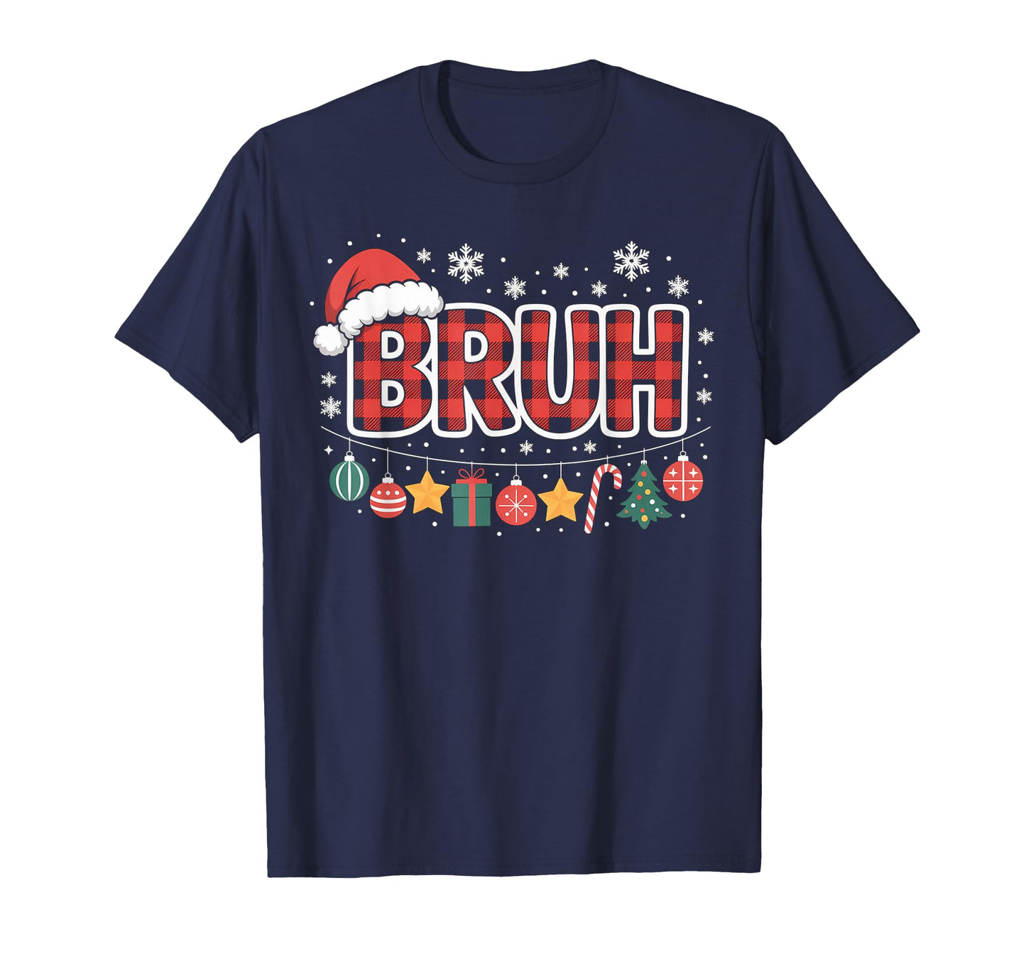 Funny Bruh Santa Christmas Lights Family Xmas Holiday Party T-Shirt