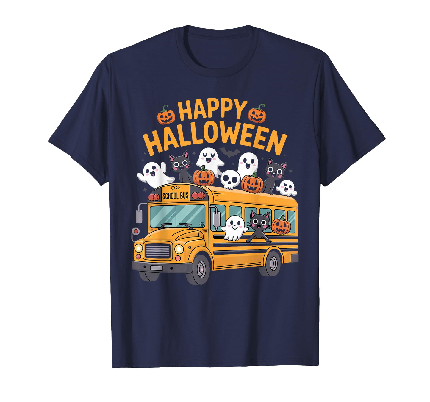 Teacher Halloween School Bus Driver Cute Ghost Witch Party T-Shirt