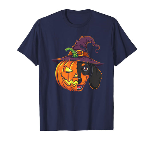Dachshund Pumpkin Jack O Lantern Halloween Kids Mens Womens T-Shirt