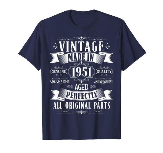 Vintage 74th Birthday Men Born 1951 74 Years Old Bday Men T-Shirt