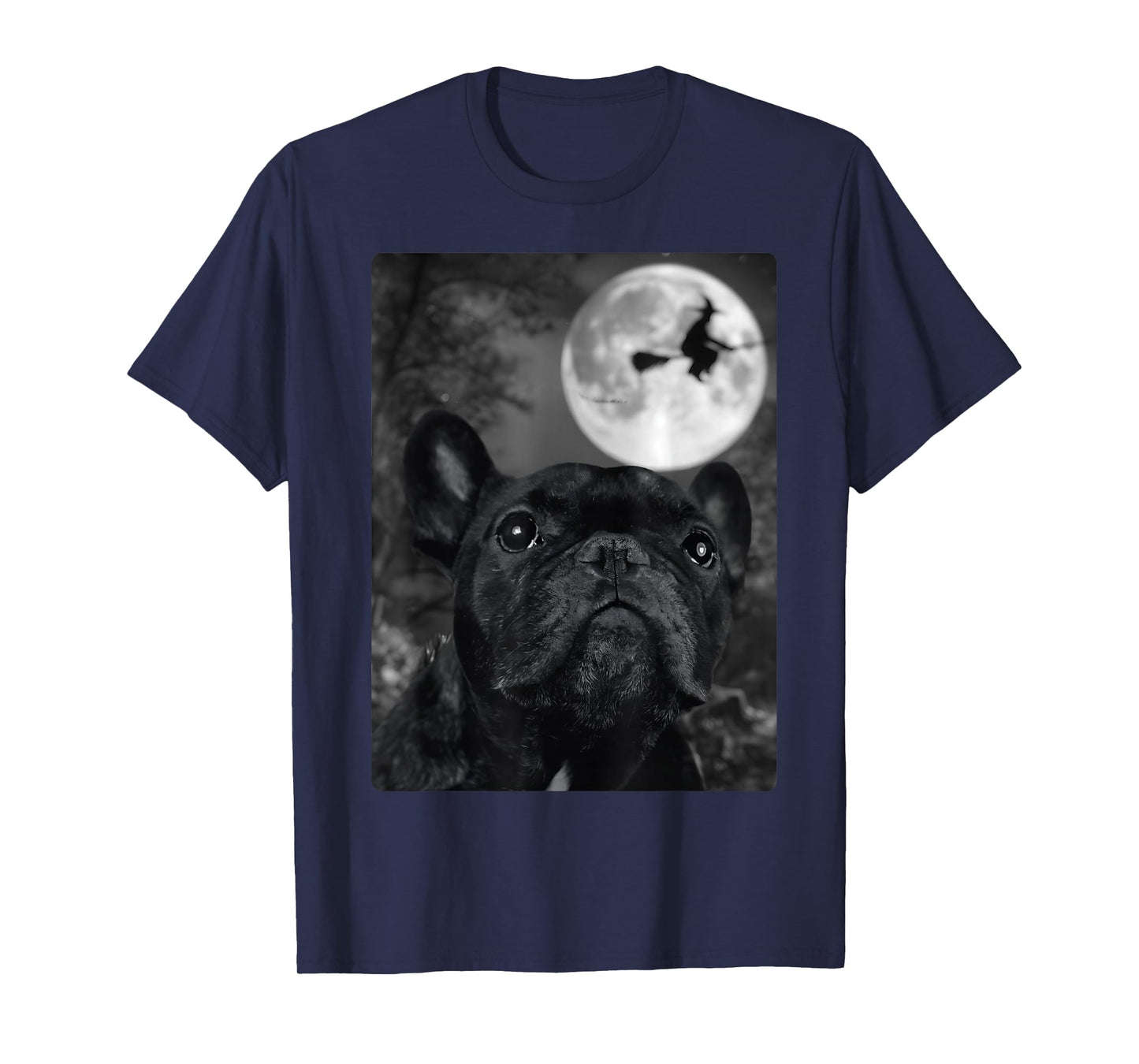 Funny Dog Selfie Full Moon Flying Witch Halloween Dog T-Shirt