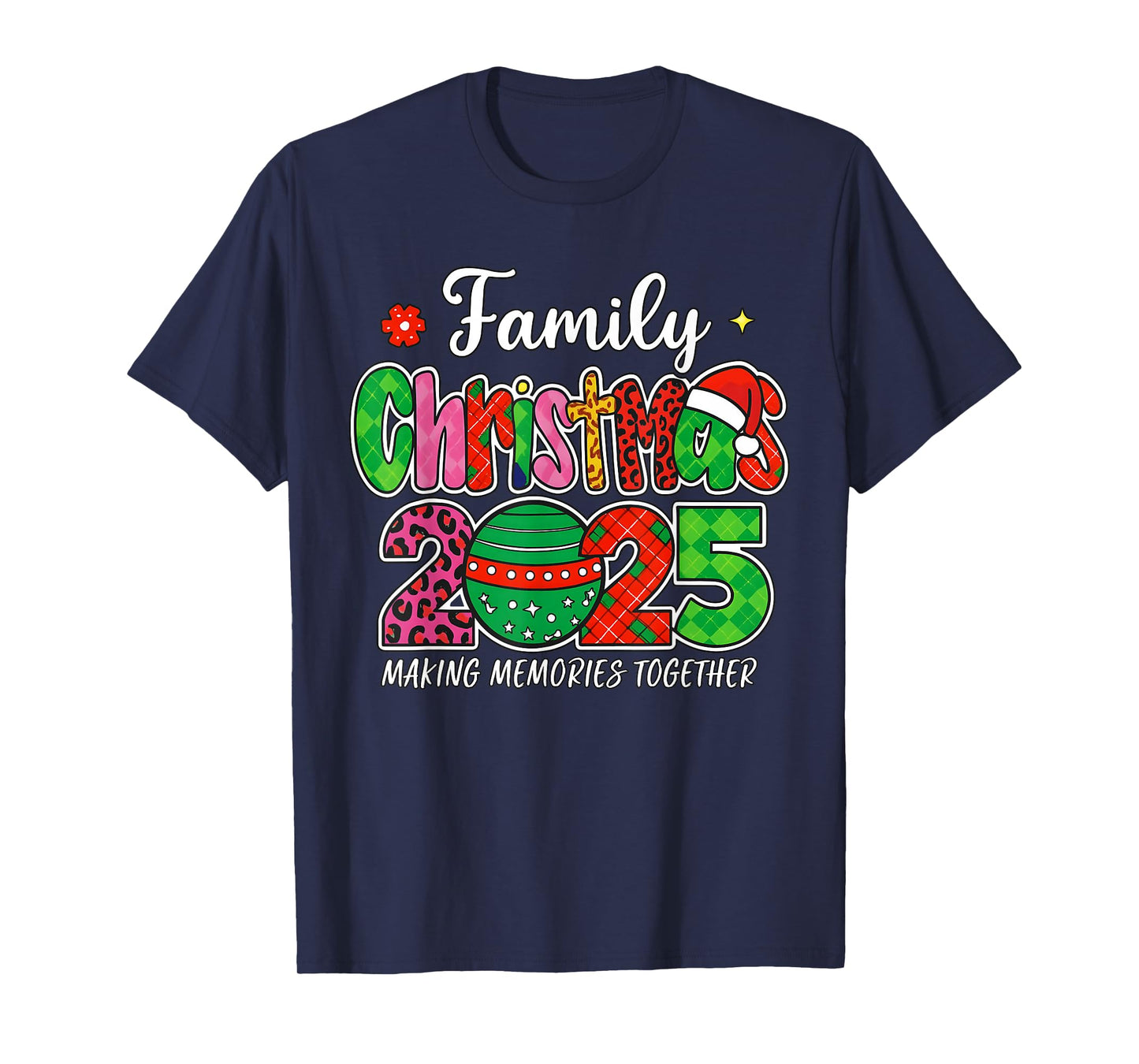 Cute Family Christmas 2025 Matching Santa Hat Xmas Family T-Shirt