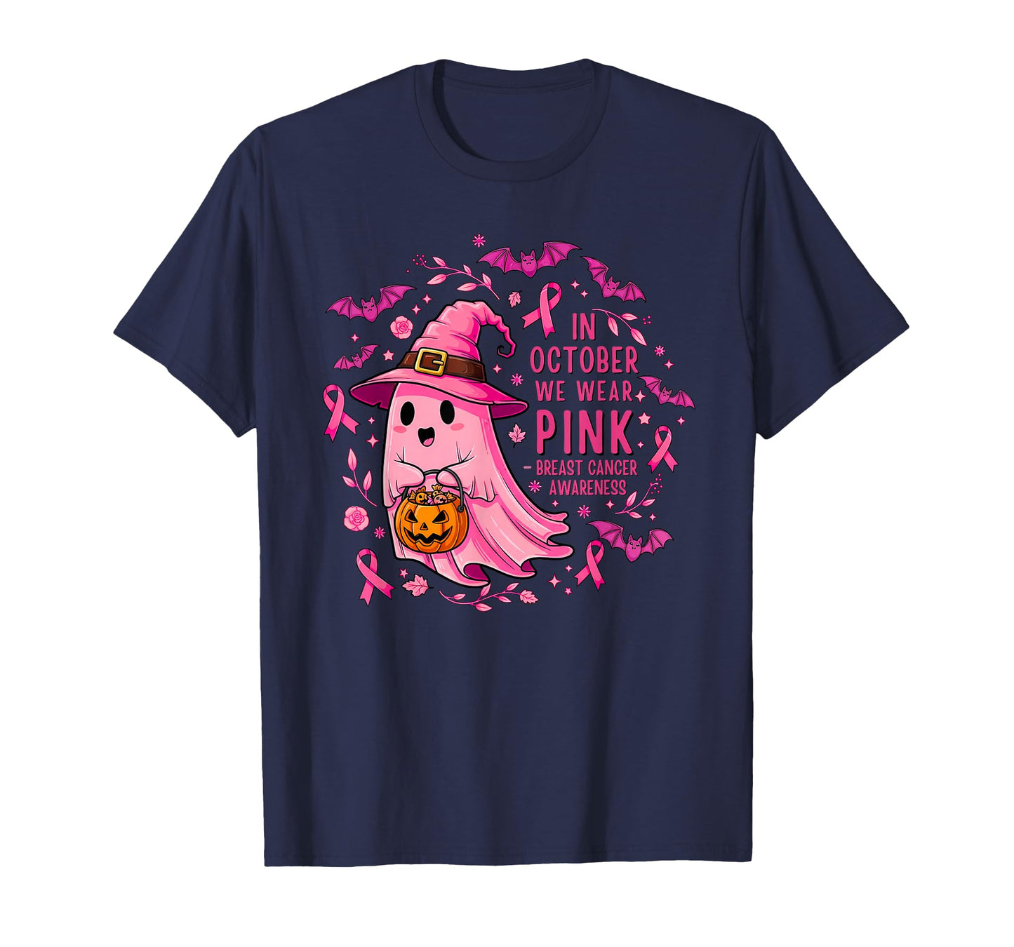 Breast Cancer Women Halloween in October We Wear Pink T-Shirt
