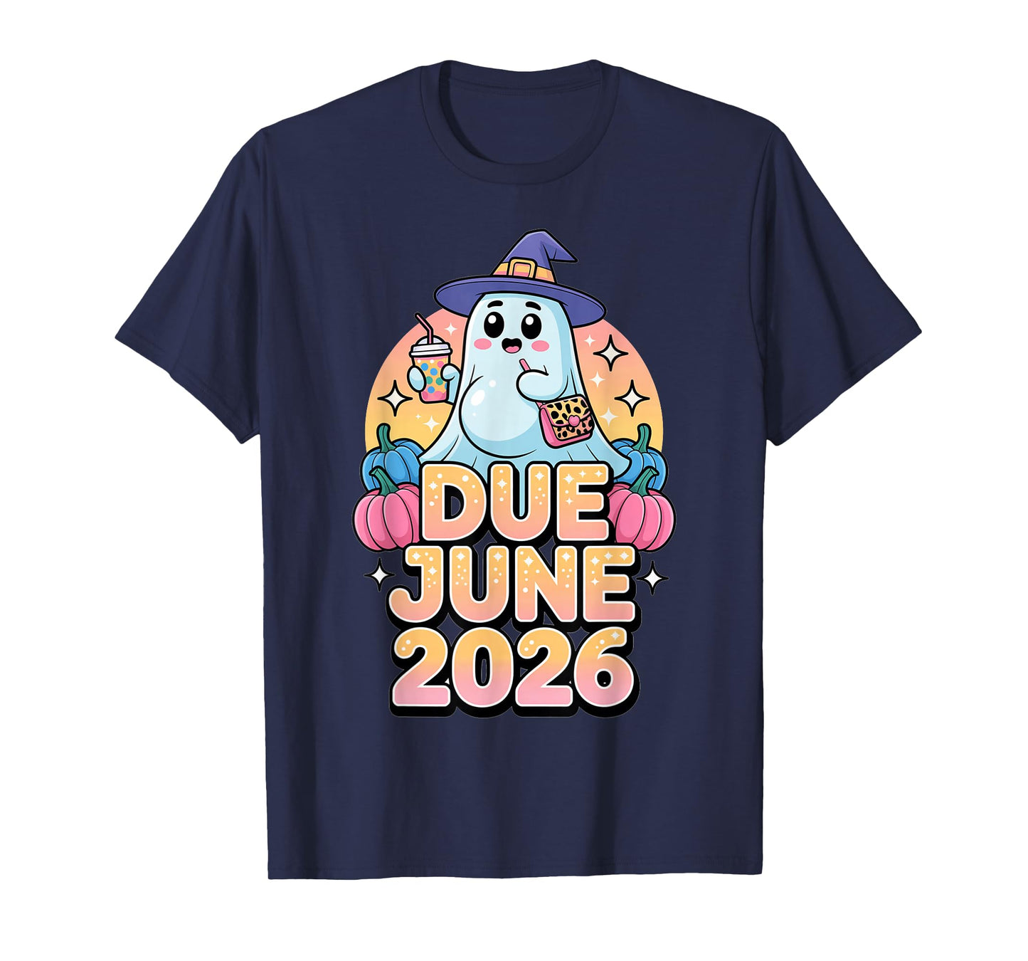 Halloween Pregnant Due June 2026 Mama Ghost Baby Mom T-Shirt