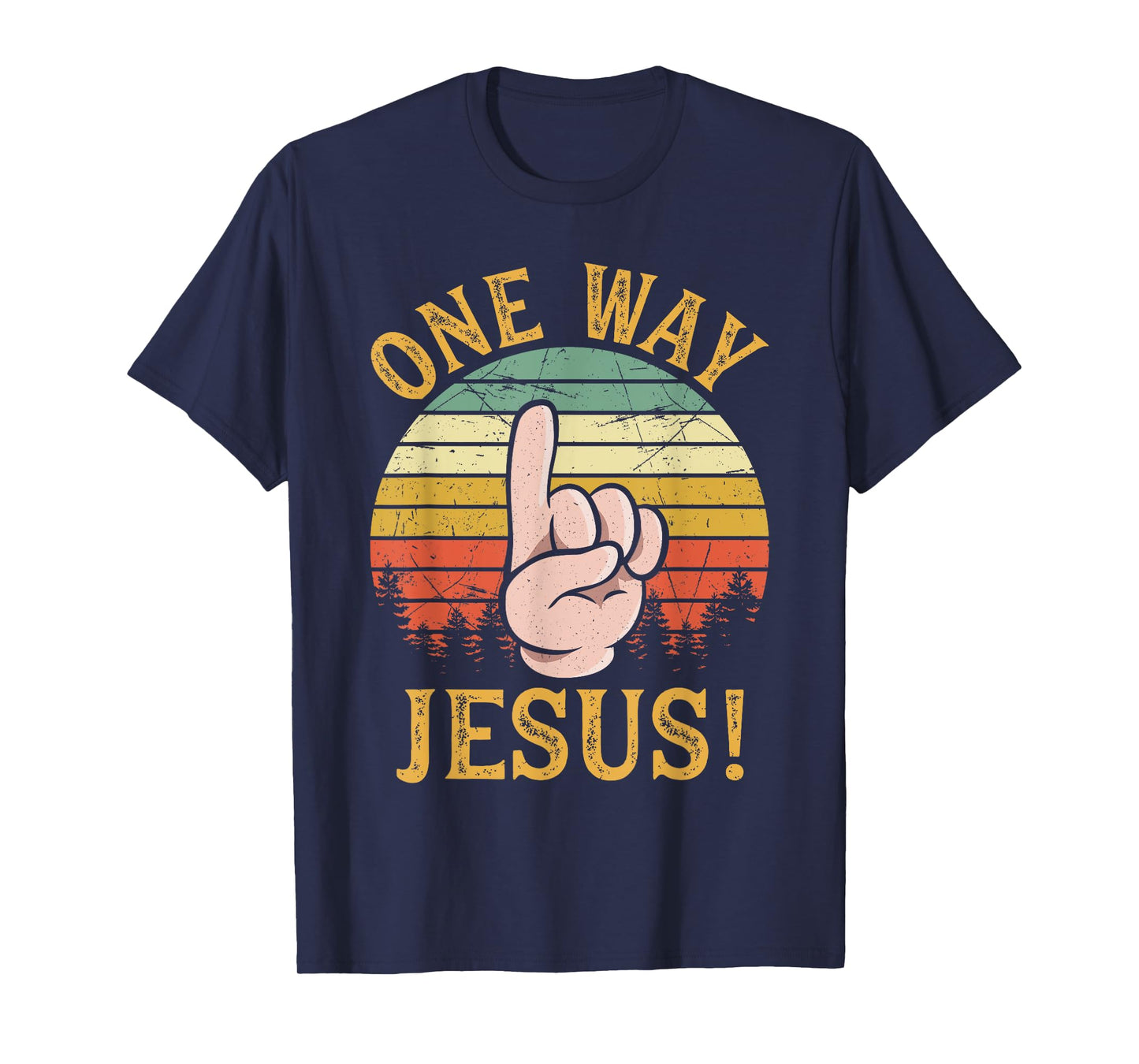 One Way Jesus People Finger Up Christian Revolution T-Shirt