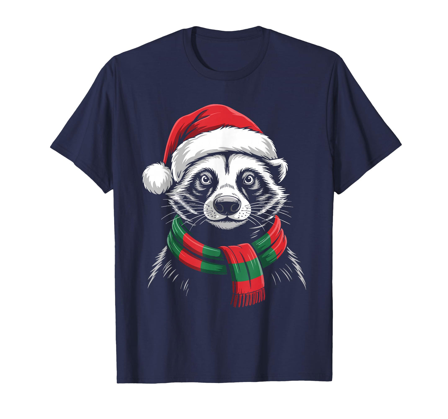 Honey Badger Xmas Santa Hat Scarf Christmas Costume T-Shirt