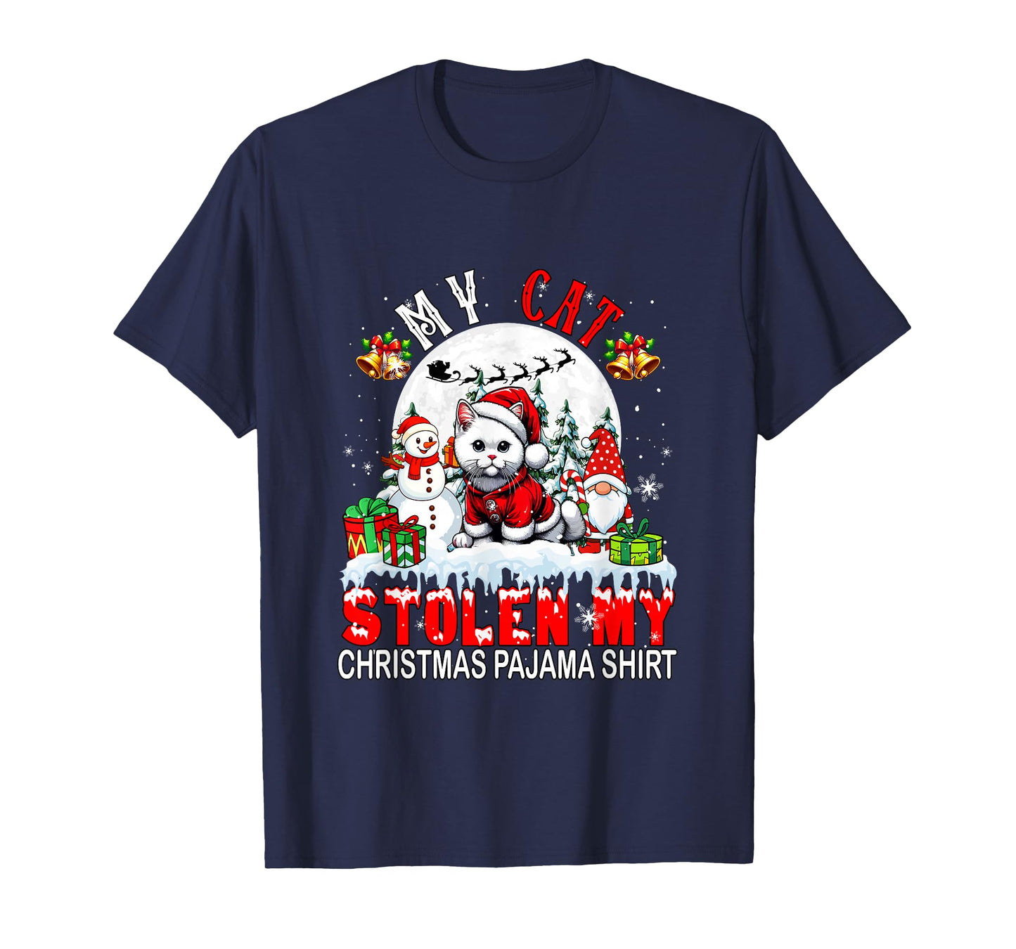 My Cat Stolen My Christmas Pajama Shirt Santa Cat Owner T-Shirt