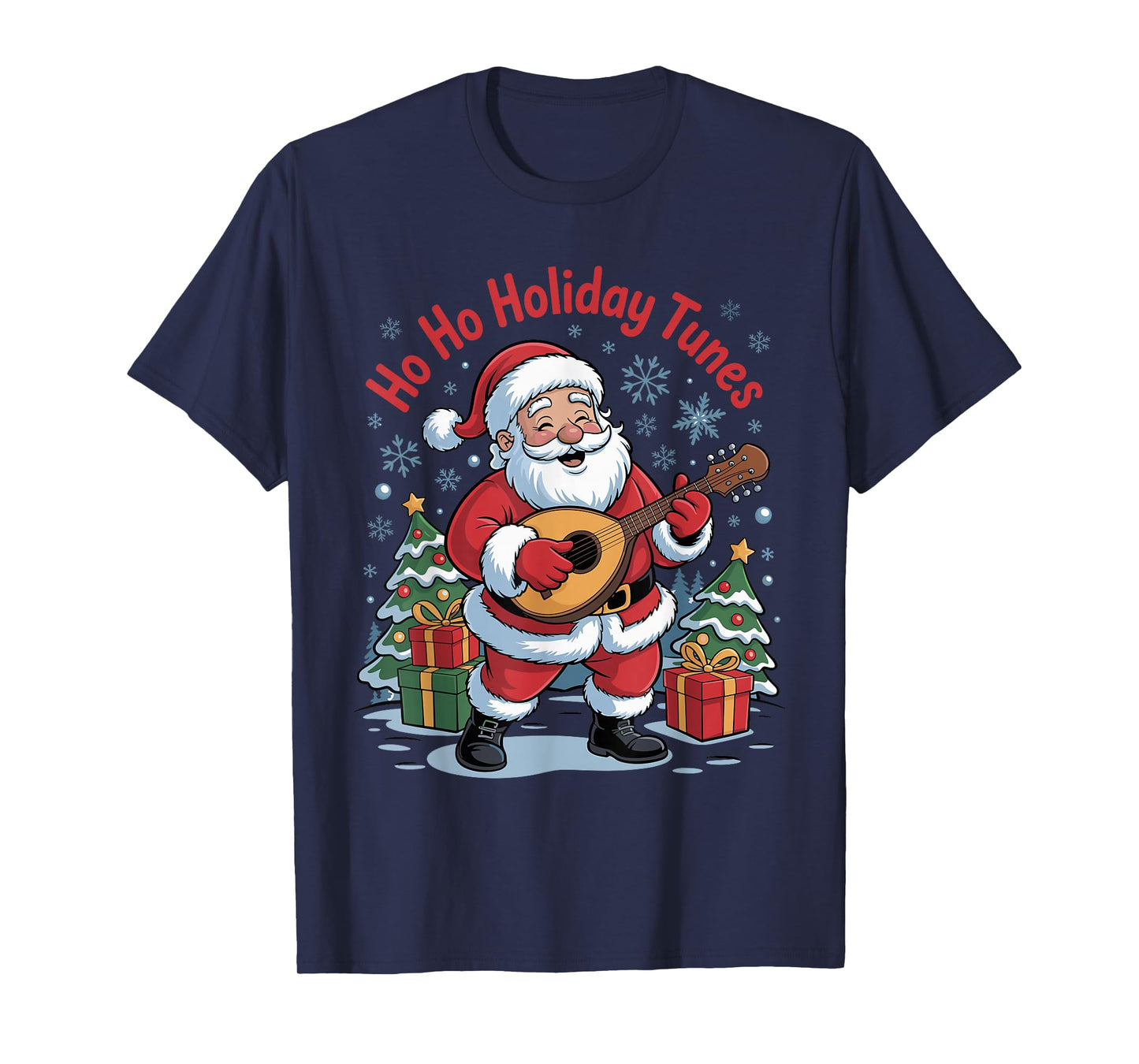 Funny Santa Christmas Design Mandolin Holiday Xmas Pajama T-Shirt