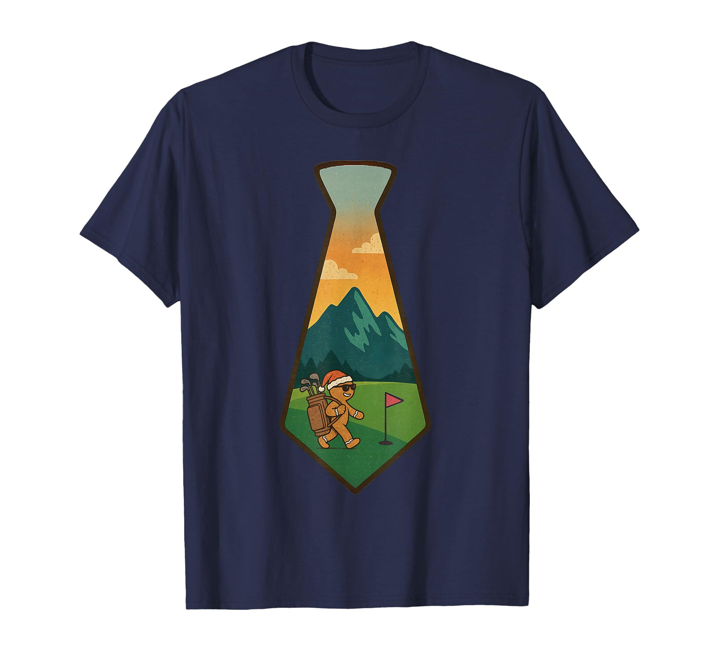 Santa Playing Golf Christmas Vintage Funny Xmas T-Shirt