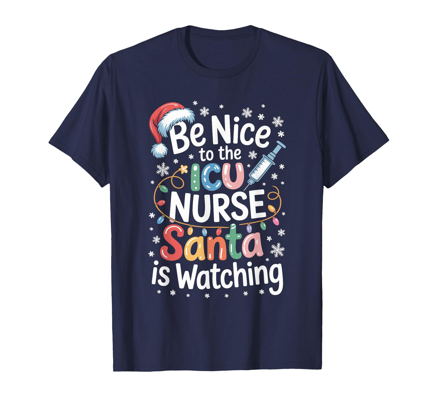 Funny ICU Nurse Christmas Critical Care Nurse Xmas Nursing T-Shirt