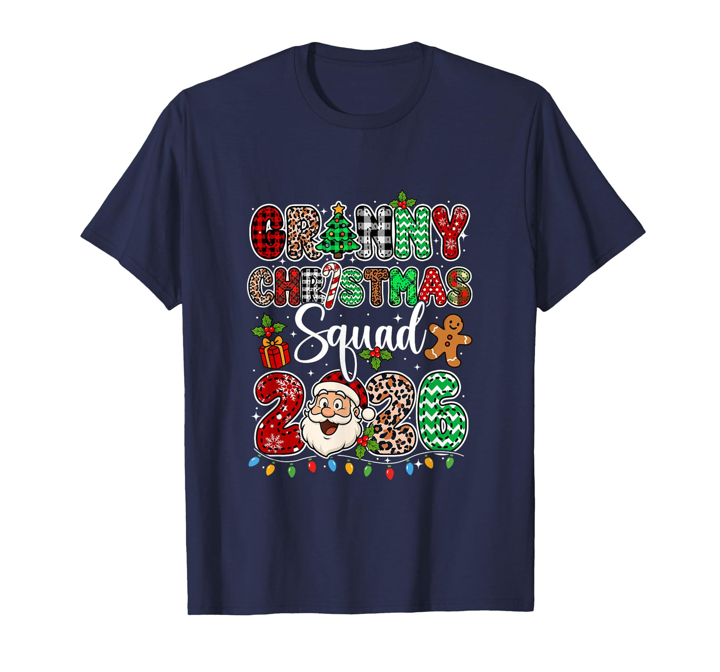 Granny Christmas Crew 2026 Leopard Funny Santa Family Group T-Shirt