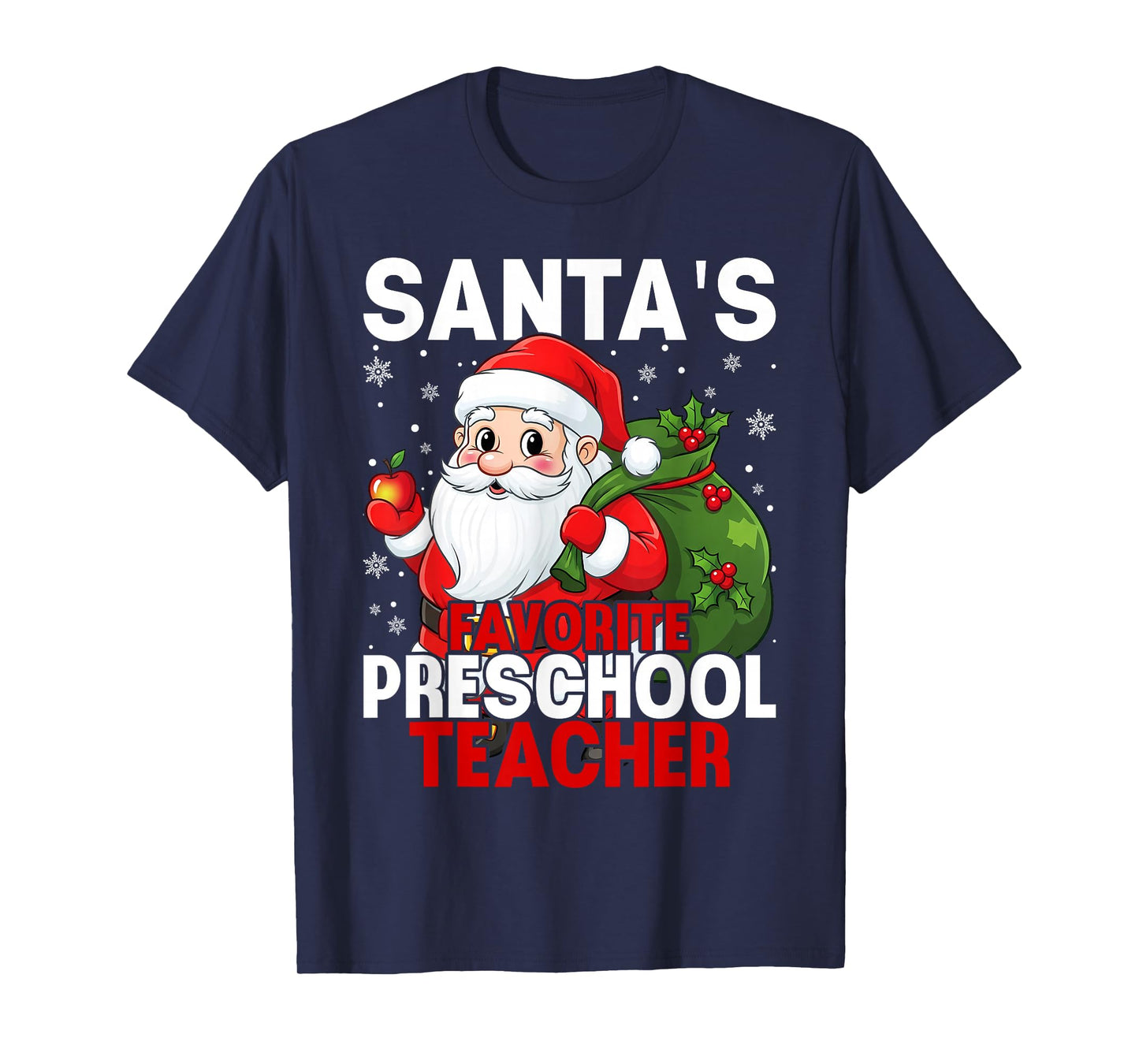 Santa's Favorite Preschool Teacher PreK Matching Christmas T-Shirt
