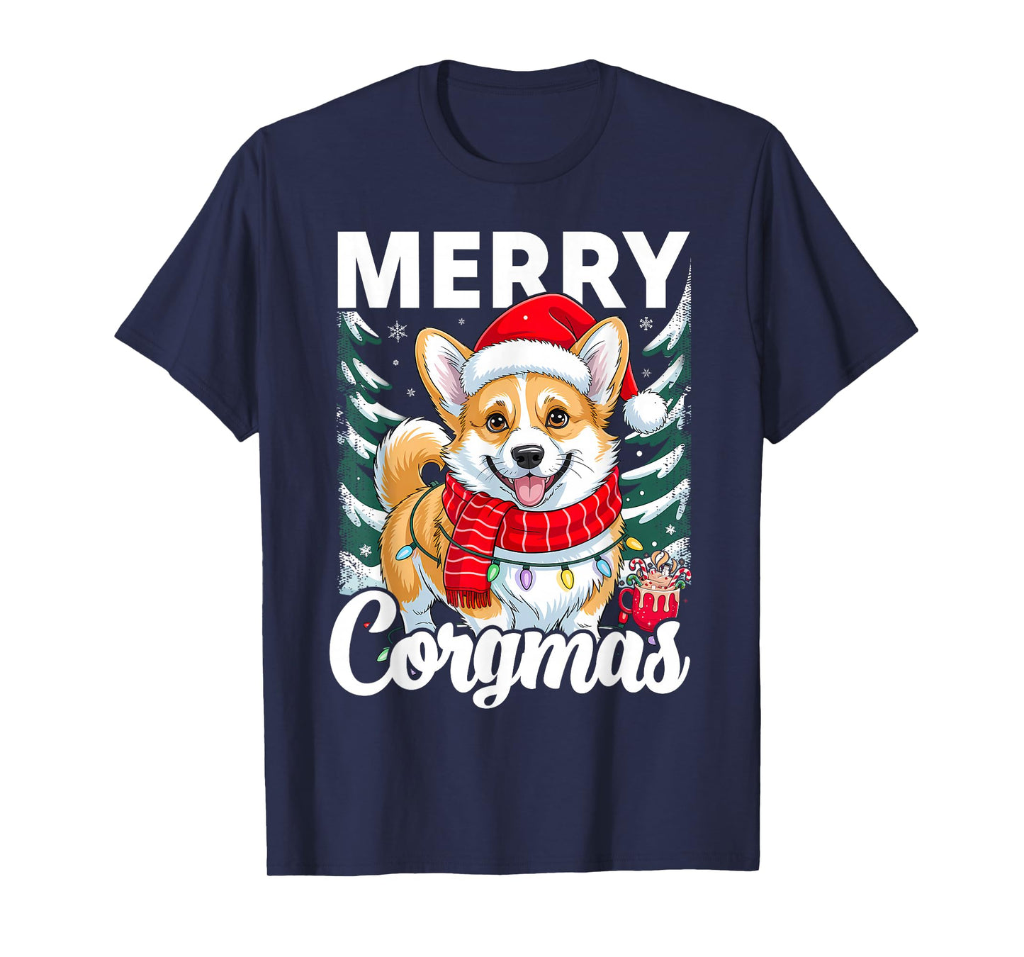 Merry Corgmas Christmas Lights Santa Corgi Dog Lover T-Shirt