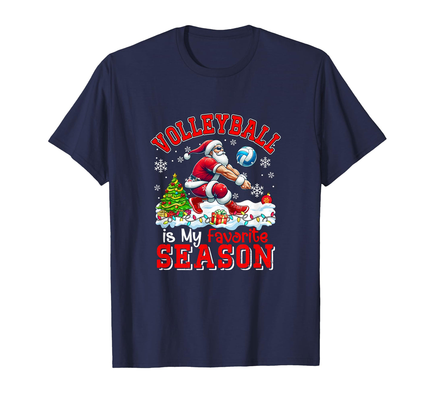 Volleyball is Favorite Season Costume Player Christmas Santa T-Shirt
