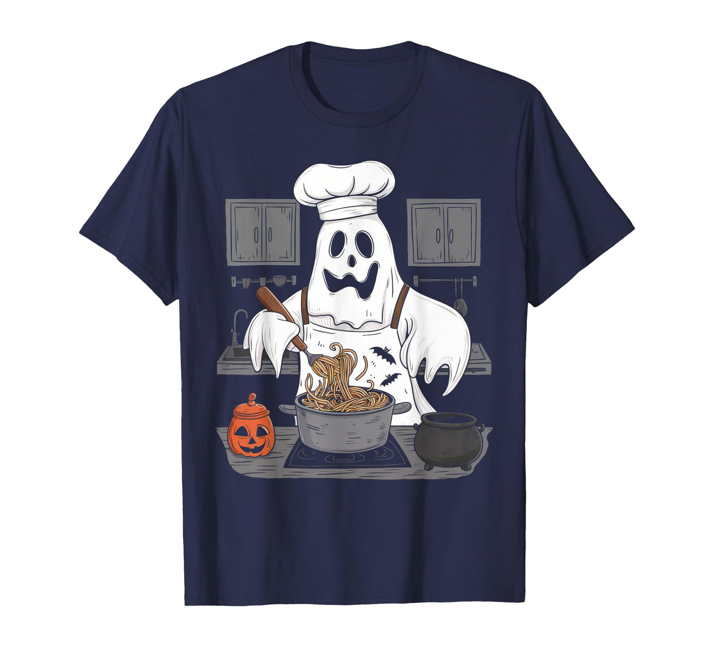 Ghost Cooking Halloween Chef Kitchen Restaurant Staff Crew T-Shirt
