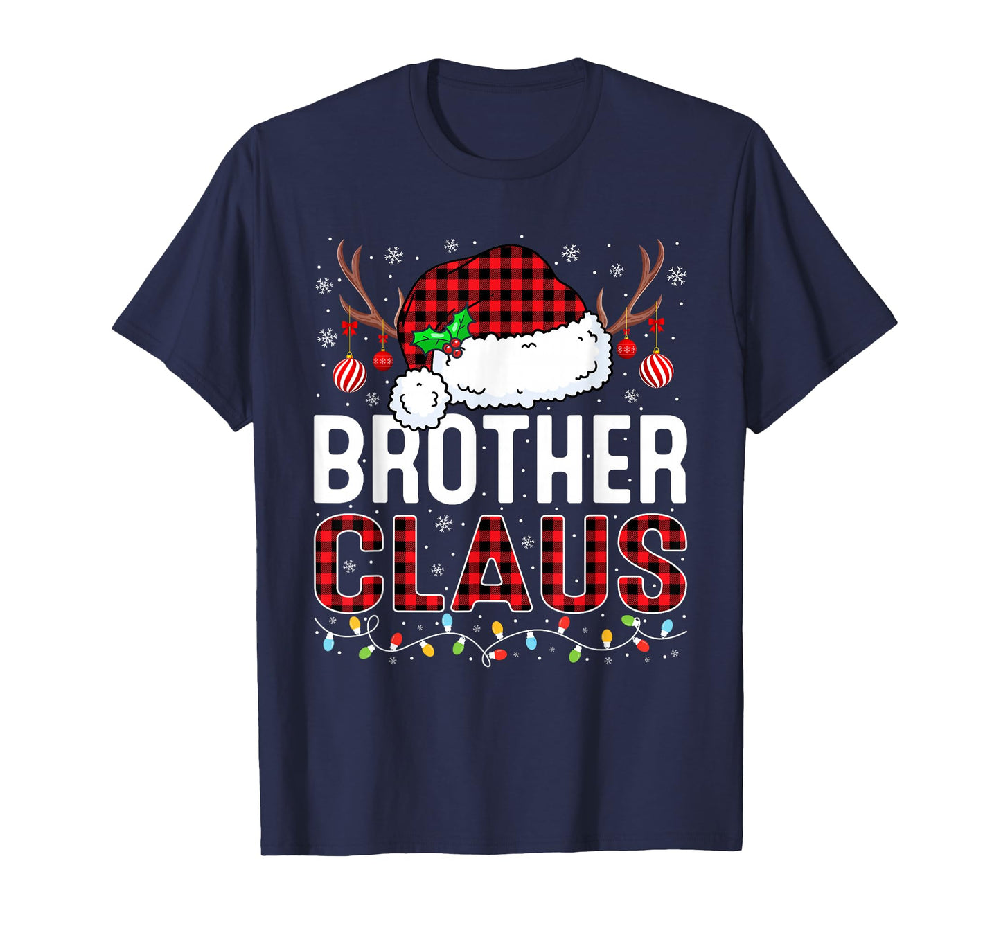 Christmas Lights Brother Claus Family Matching Xmas Pajama T-Shirt
