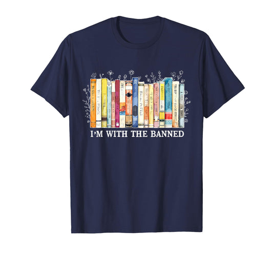 I'm With The Banned Book Reading Teacher Floral Bookworm T-Shirt