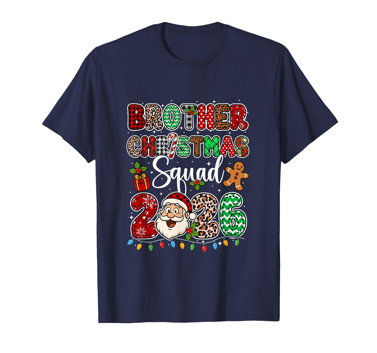 Brother Christmas Crew 2026 Leopard Funny Santa Family Group T-Shirt