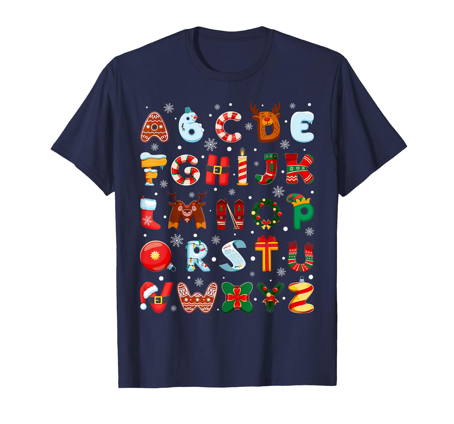 Funny Alphabet Xmas Pre-K Preschool Teachers Merry Christmas T-Shirt
