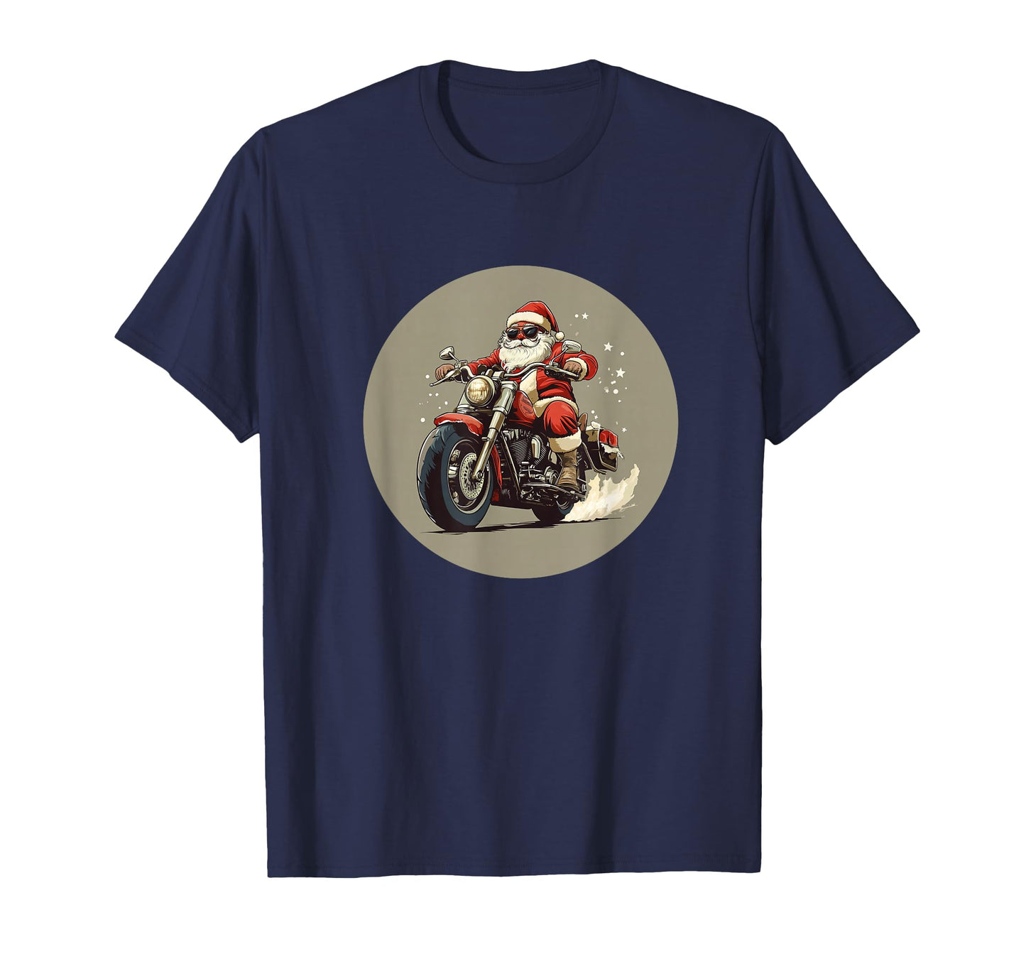 Funny Rocker Santa Riding into Christmas Fun T-Shirt