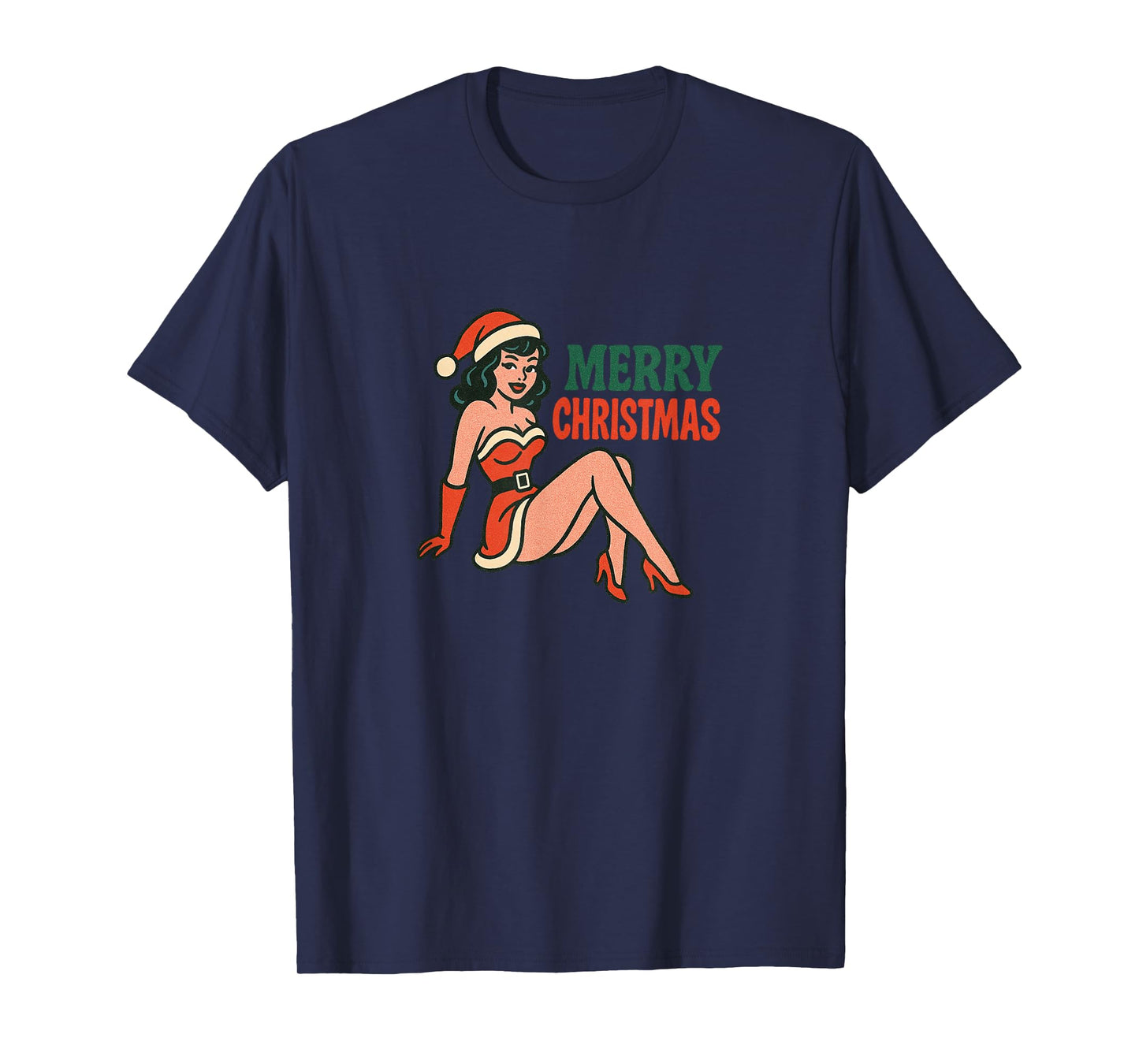 Vintage Merry Christmas Pinup Girl Holiday Retro Art T-Shirt