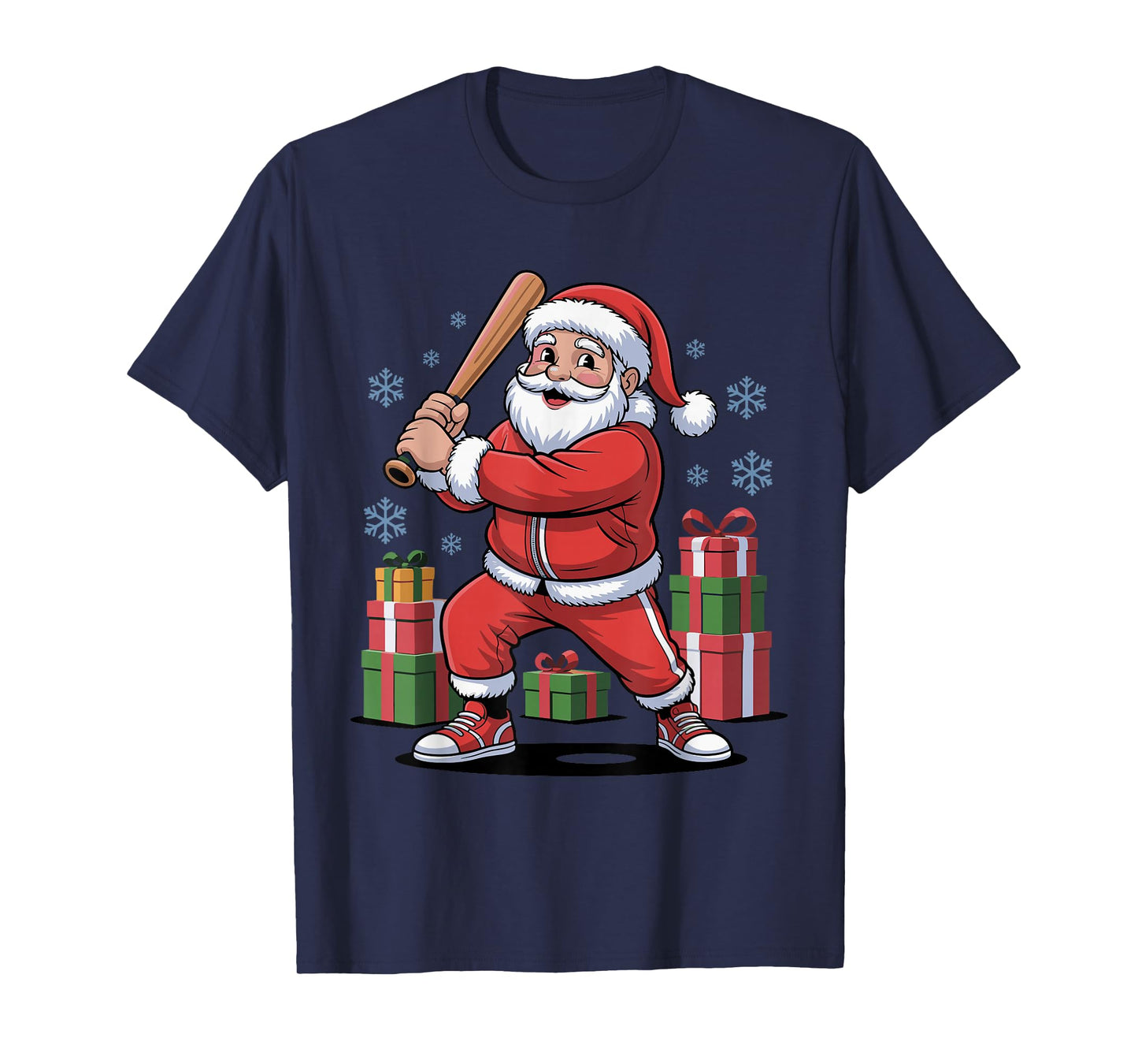 Funny Santa Playing Baseball Holiday Christmas Xmas Pajama T-Shirt