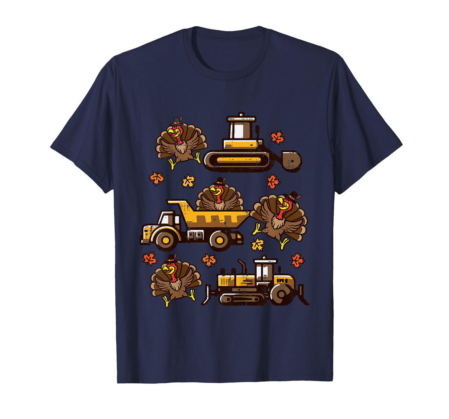Kids Thanksgiving Construction Trucks Fall Toddler Boys Kid Youth T-Shirt