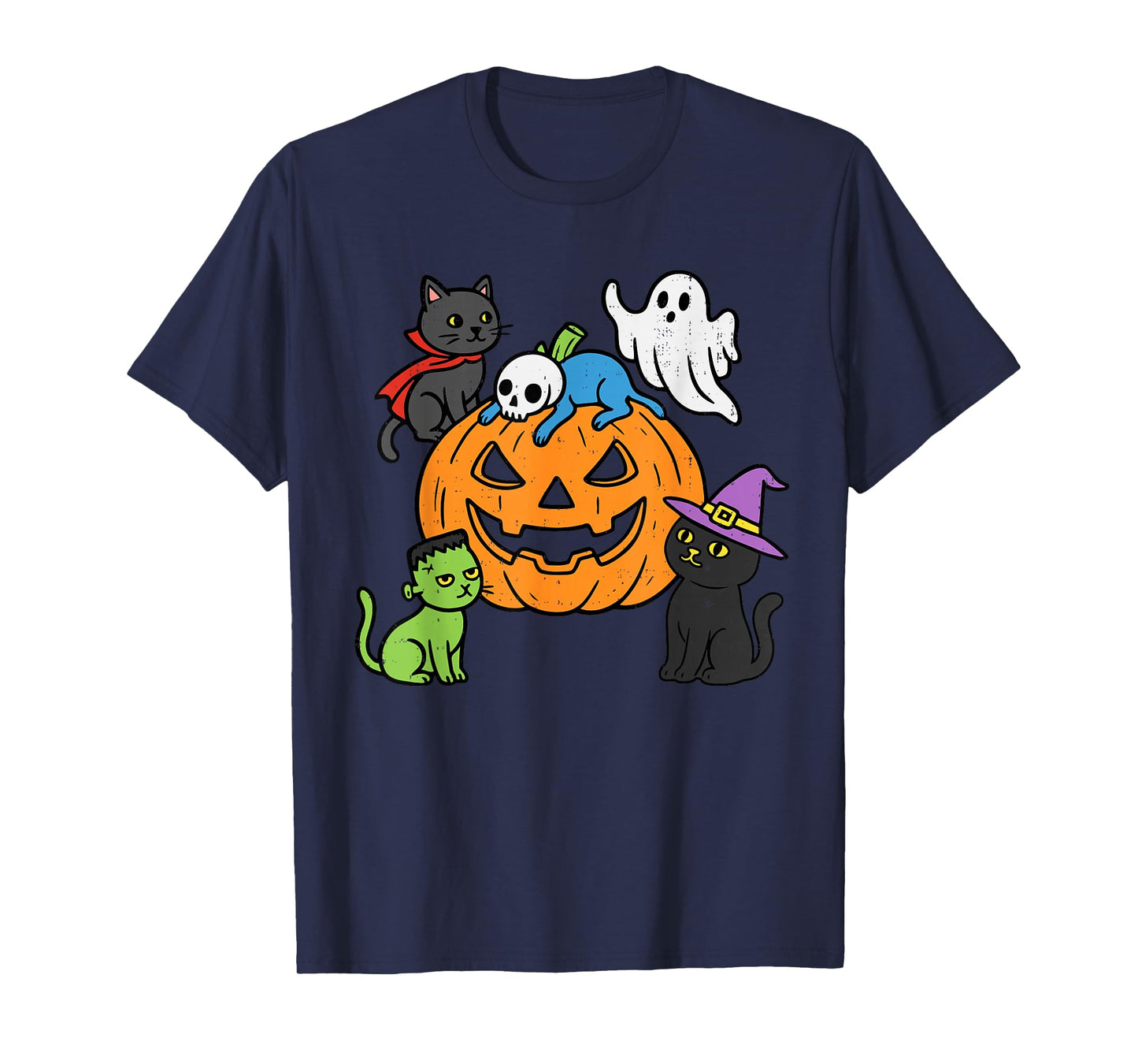 Halloween Cats Pumpkin Witch Vampire Spooky Kitty Costume T-Shirt