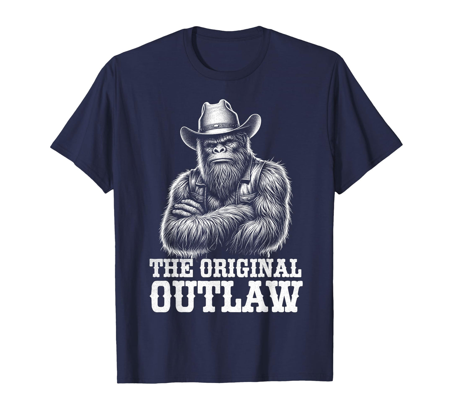 Bigfoot Sasquatch Funny Vintage Cowboy Cryptid Graphic Myth T-Shirt