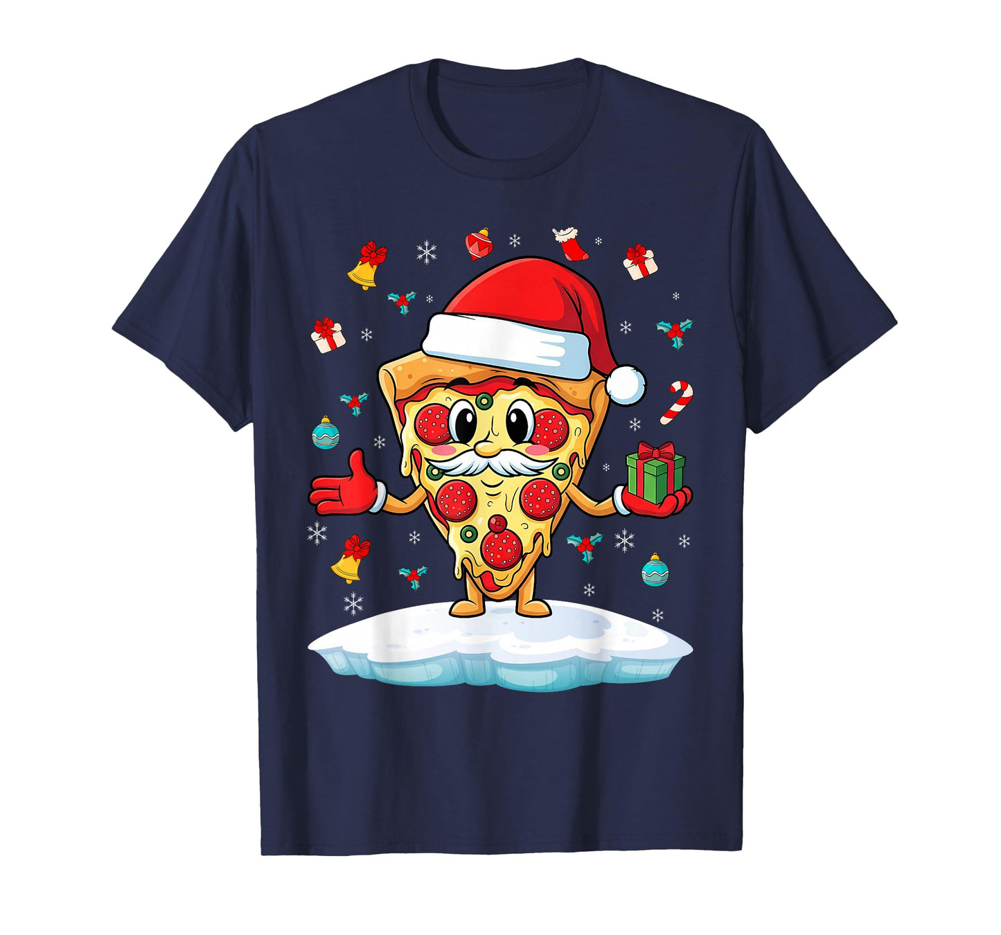 Funny Christmas Pizza Santa for Lovers Xmas T-Shirt