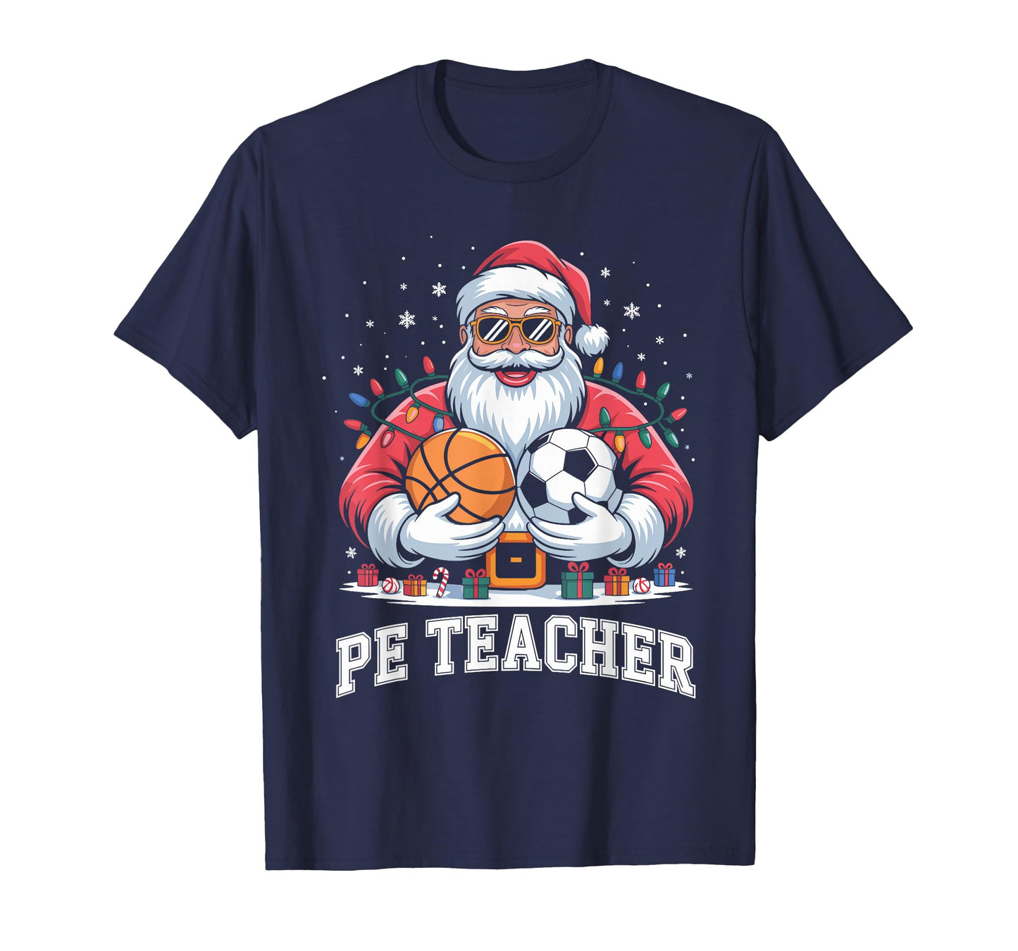 PE Teacher Christmas Santa Physical Education Xmas T-Shirt