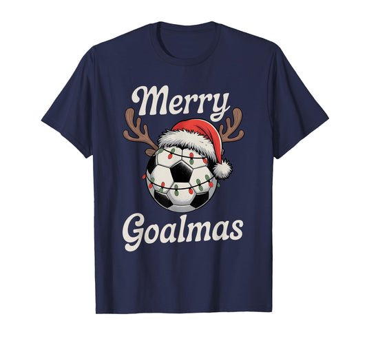 Merry Goalmas Christmas Funny Santa Soccer Ball Reindeer T-Shirt