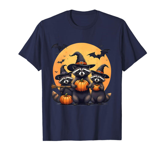 Cute Raccoons Witch Spooky Ghost Halloween Matching Family T-Shirt
