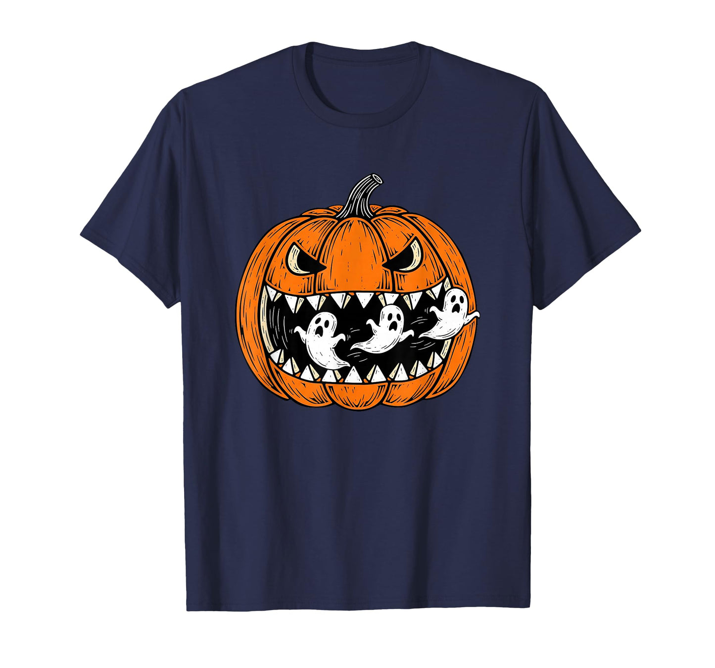 Halloween Pumpkin Eating Ghost Costume Men Boys Kids T-Shirt