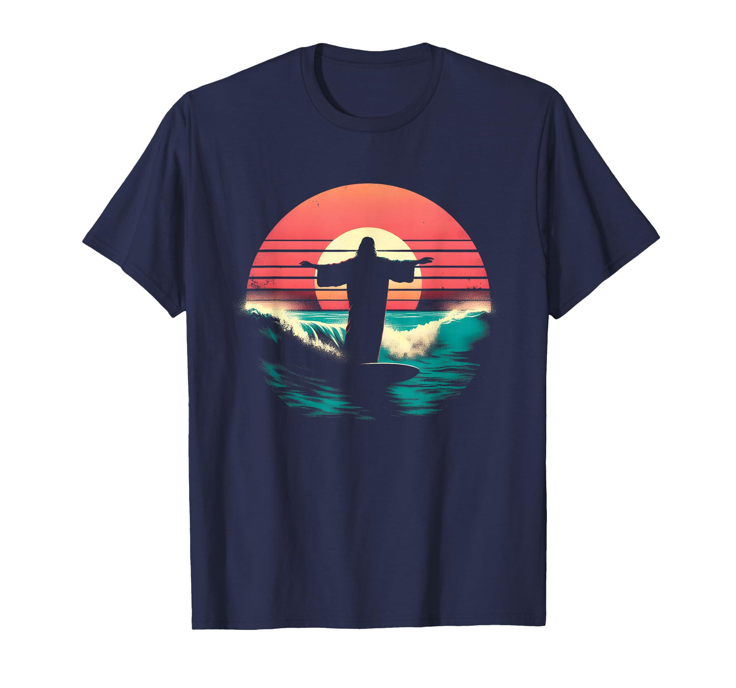 Jesus Surfing On Water - Funny Christian Religious Surfer T-Shirt