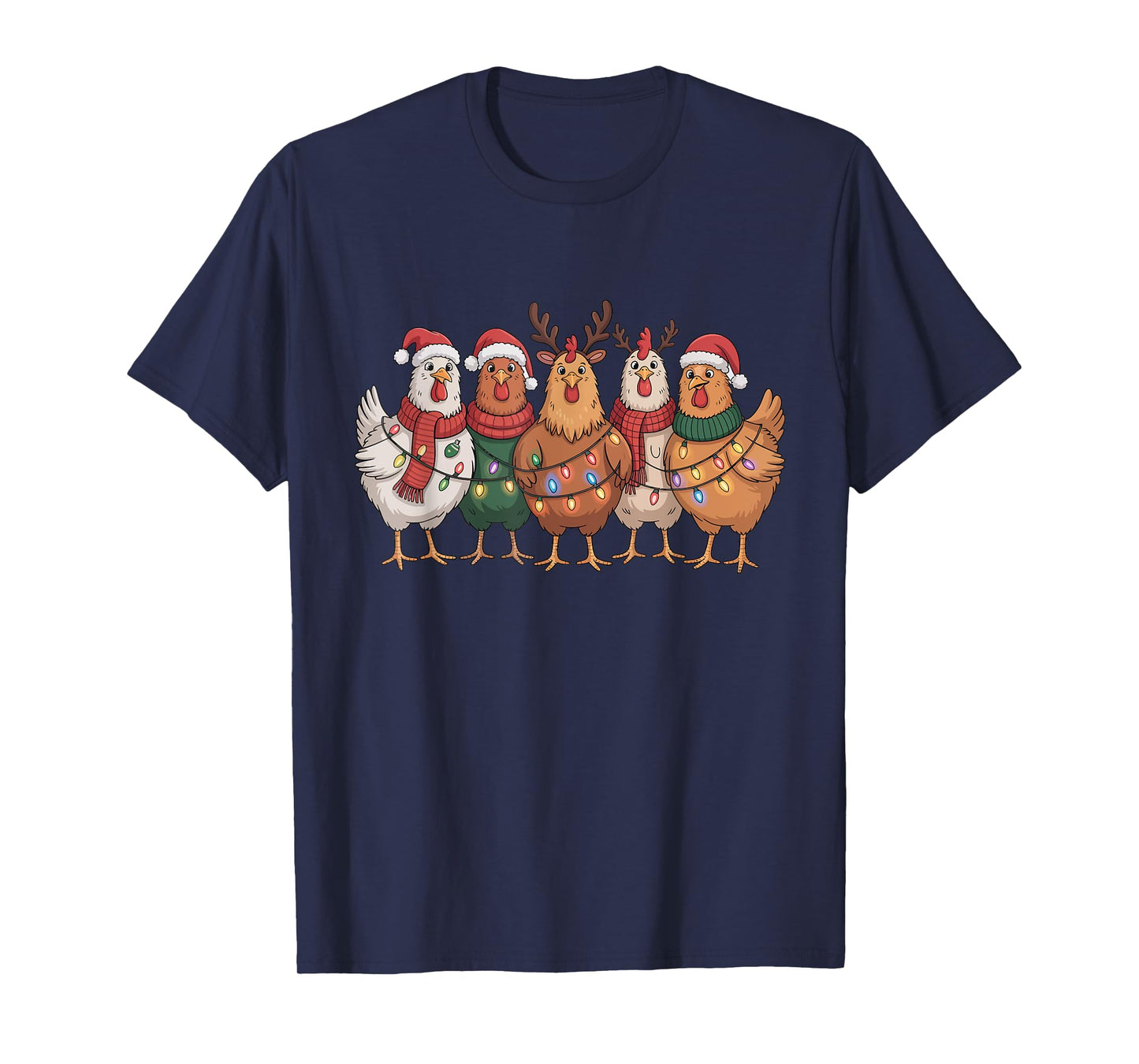 Christmas Lights Chicken Santa Funny Xmas Tree for Men Women T-Shirt
