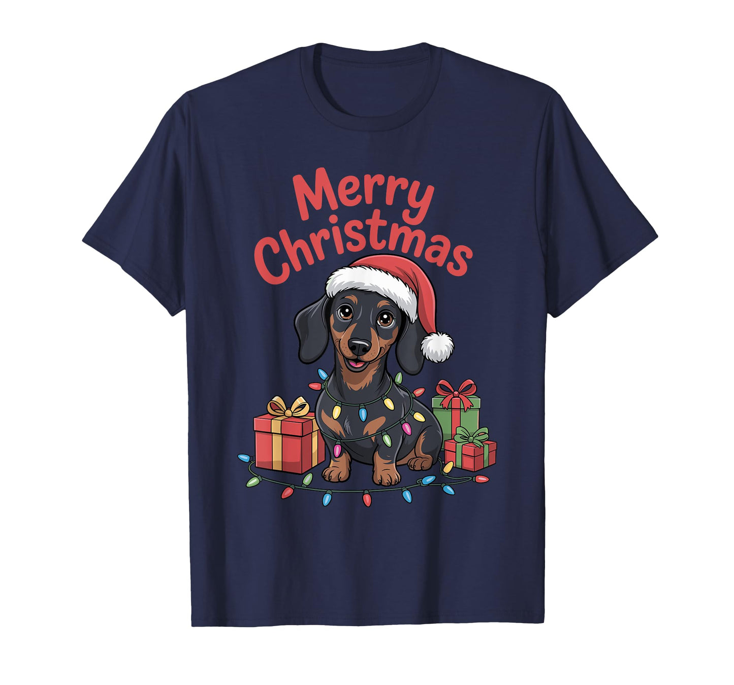 Cute Dachshund Christmas Xmas Design Funny Dog Lover Holiday T-Shirt