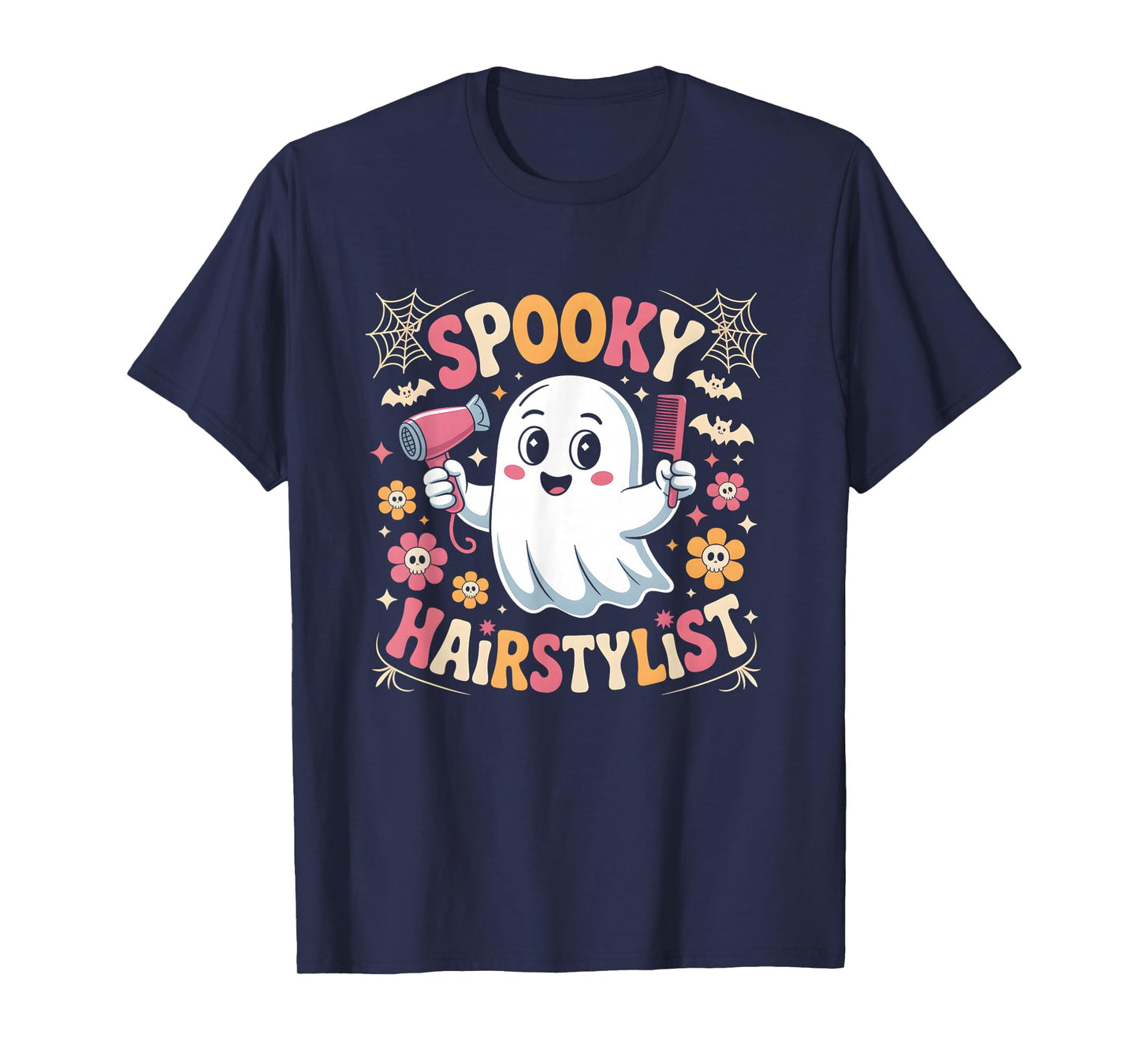 Halloween Spooky Hairstylist Groovy 70s Retro Vibes T-Shirt
