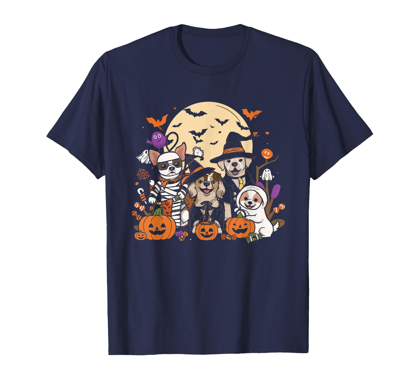 Cute Mummy Witch Ghost Halloween Dog Costume Men Women Kids T-Shirt